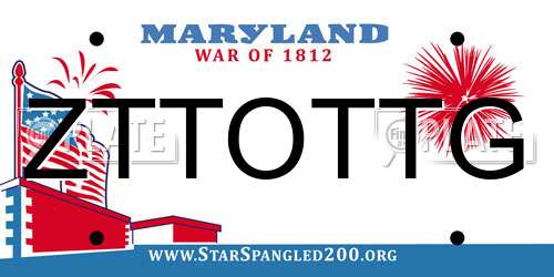 ZTTOTTG Maryland License Plate