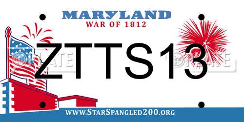 ZTTS13 Maryland License Plate
