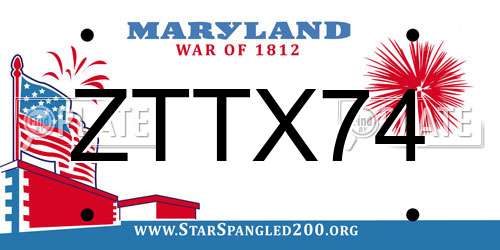 ZTTX74 Maryland License Plate
