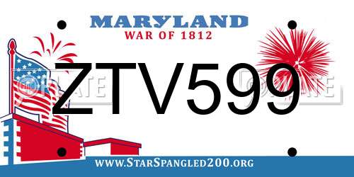 ZTV599 Maryland License Plate