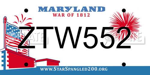 ZTW552 Maryland License Plate