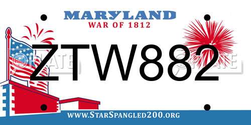 ZTW882 Maryland License Plate