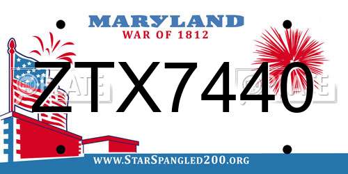 ZTX7440 Maryland License Plate