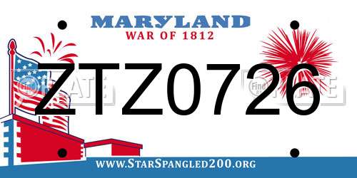 ZTZ0726 Maryland License Plate