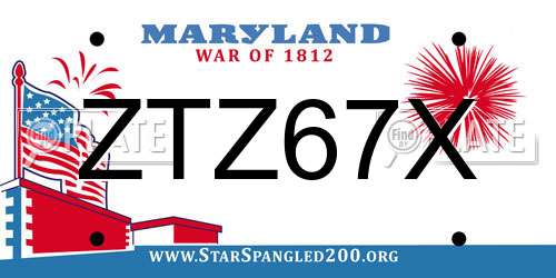 ZTZ67X Maryland License Plate