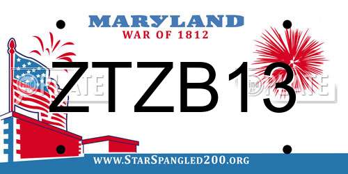 ZTZB13 Maryland License Plate