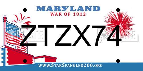 ZTZX74 Maryland License Plate