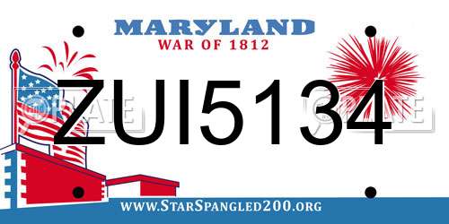 ZUI5134 Maryland License Plate