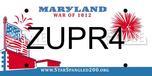 ZUPR4 Maryland License Plate