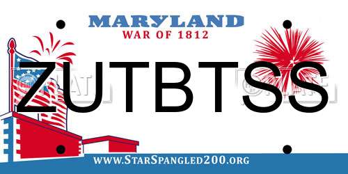 ZUTBTSS Maryland License Plate
