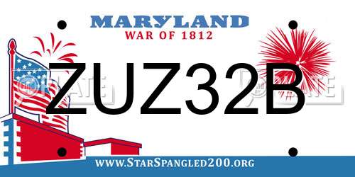 ZUZ32B Maryland License Plate