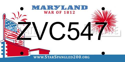 ZVC547 Maryland License Plate