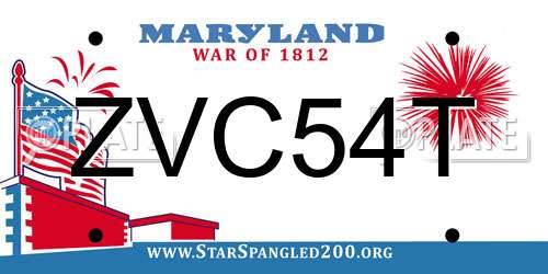 ZVC54T Maryland License Plate