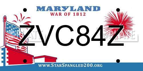 ZVC84Z Maryland License Plate