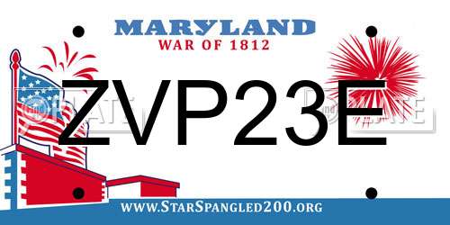ZVP23E Maryland License Plate