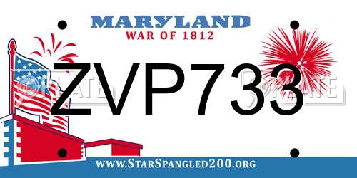 ZVP733 Maryland License Plate