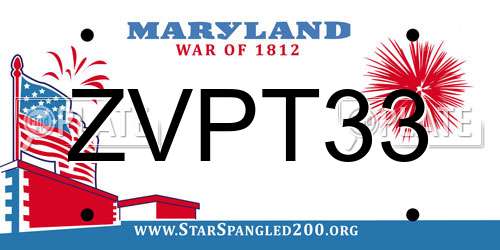 ZVPT33 Maryland License Plate