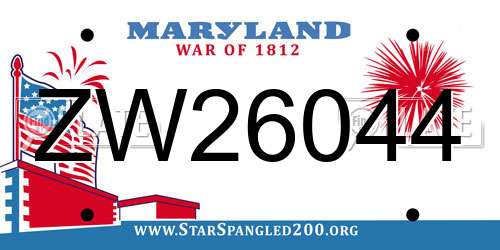 ZW26044 Maryland License Plate
