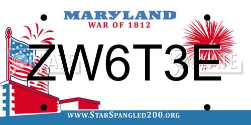 ZW6T3E Maryland License Plate