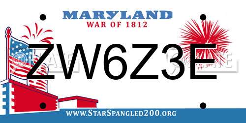 ZW6Z3E Maryland License Plate
