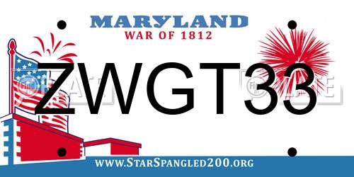 ZWGT33 Maryland License Plate
