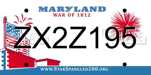 ZX2Z195 Maryland License Plate
