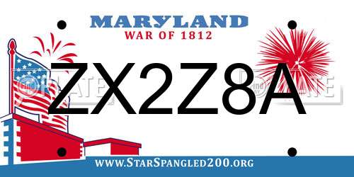 ZX2Z8A Maryland License Plate