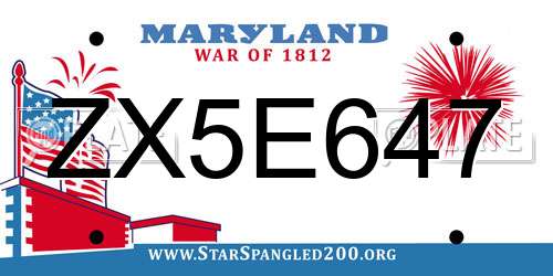ZX5E647 Maryland License Plate