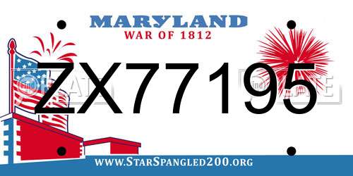 ZX77195 Maryland License Plate
