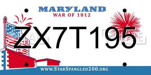 ZX7T195 Maryland License Plate