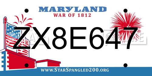 ZX8E647 Maryland License Plate
