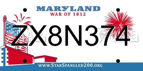 ZX8N374 Maryland License Plate