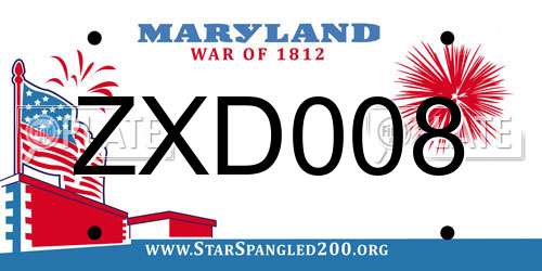 ZXD008 Maryland License Plate
