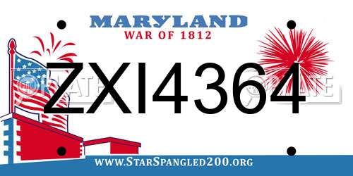 ZXI4364 Maryland License Plate