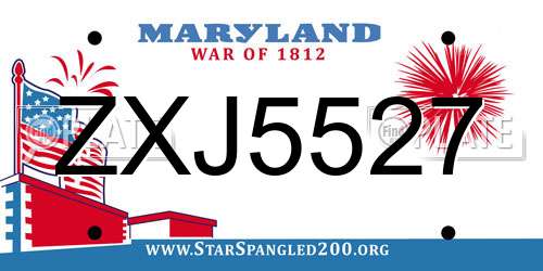 ZXJ5527 Maryland License Plate