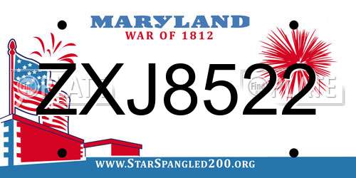 ZXJ8522 Maryland License Plate