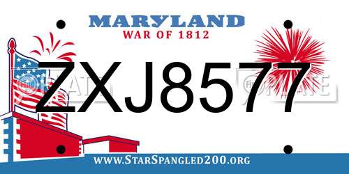 ZXJ8577 Maryland License Plate