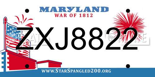 ZXJ8822 Maryland License Plate