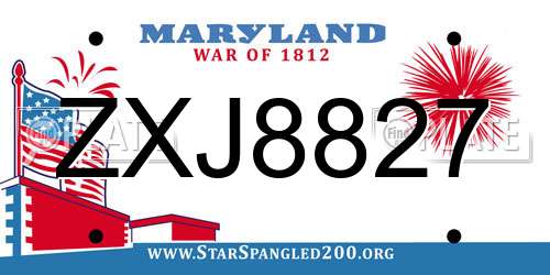 ZXJ8827 Maryland License Plate
