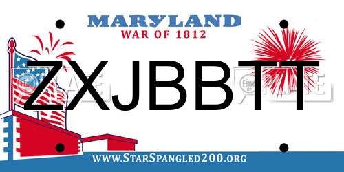 ZXJBBTT Maryland License Plate