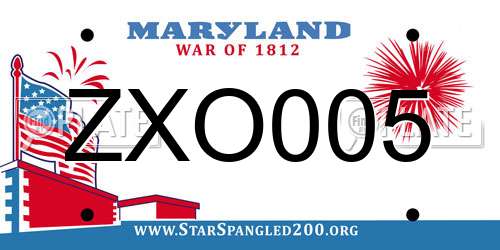 ZXO005 Maryland License Plate