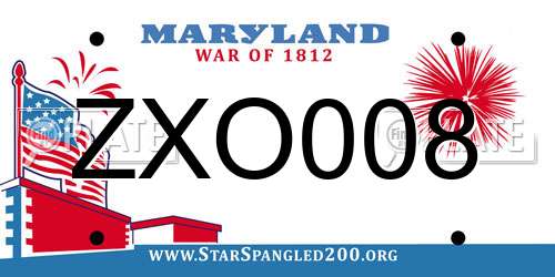ZXO008 Maryland License Plate