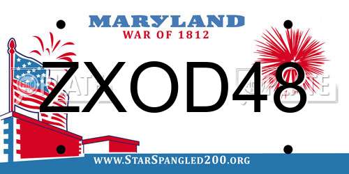 ZXOD48 Maryland License Plate