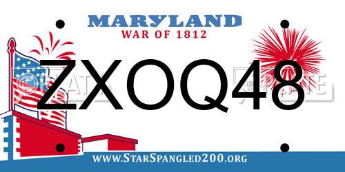 ZXOQ48 Maryland License Plate