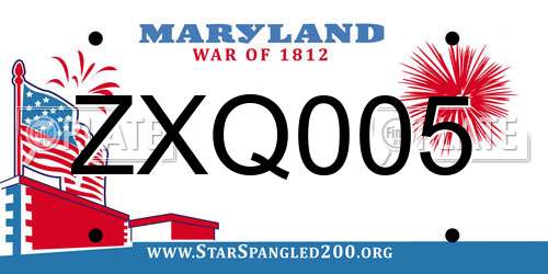ZXQ005 Maryland License Plate
