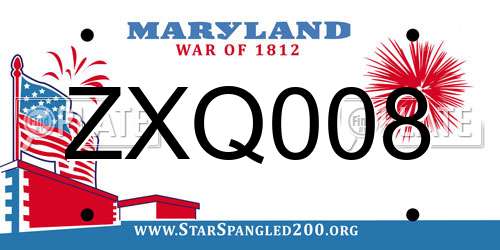 ZXQ008 Maryland License Plate