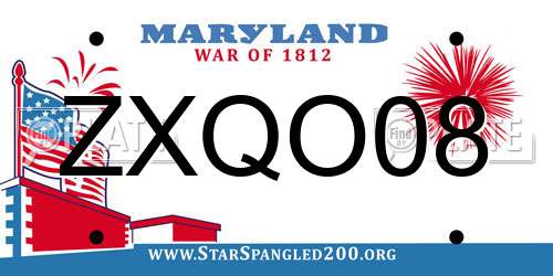 ZXQO08 Maryland License Plate