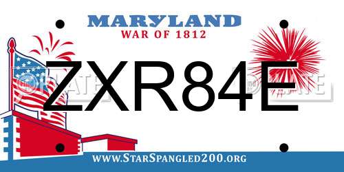 ZXR84E Maryland License Plate