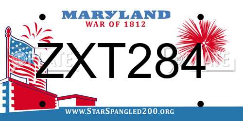 ZXT284 Maryland License Plate