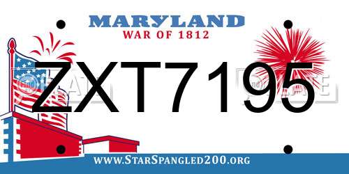 ZXT7195 Maryland License Plate